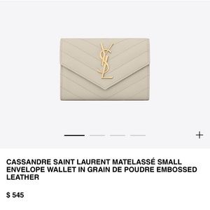 CASSANDRE YSL MATELASSÉ SMALL ENVELOPE WALLET